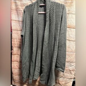 Notations 2X long gray cardigan sweater